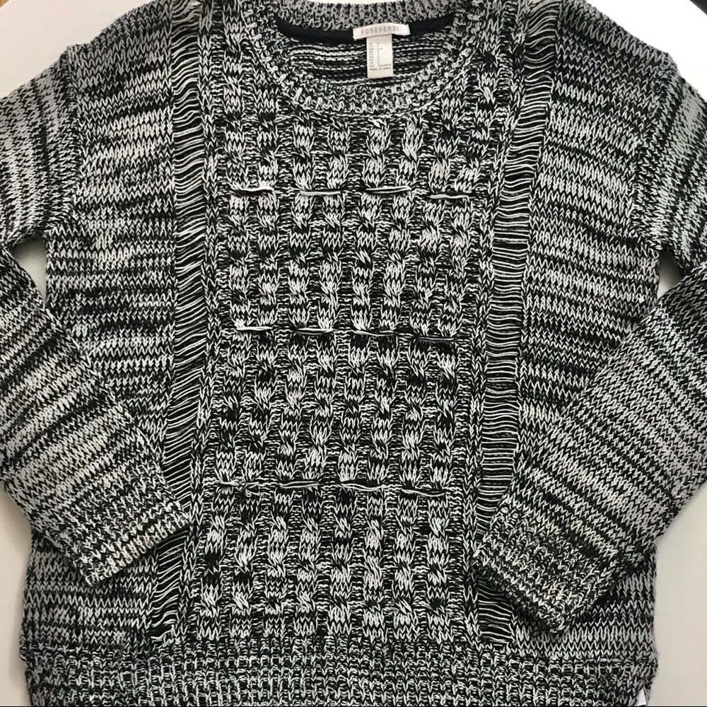 Women’s Black and Cream Knit Sweater
